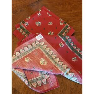 Jennifer Moore for the Home Cotton Blend Napkins Set 3 Red Green 19x19 Brazil